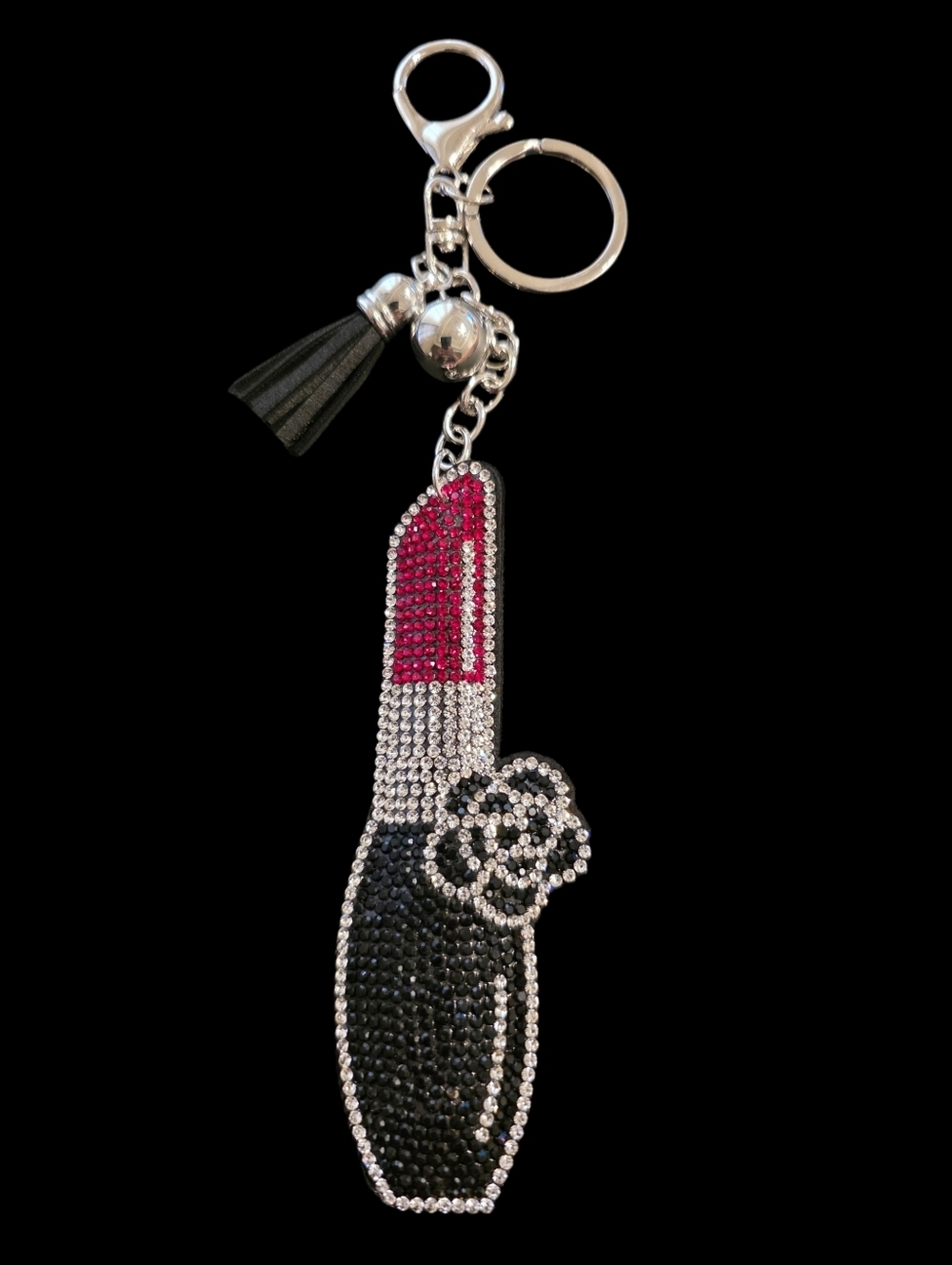 Rhinestone Lipstick Bag Charm Keychain